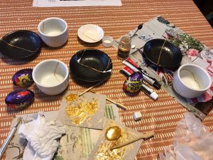 Repairing bowls and dishes using Kintsugi method