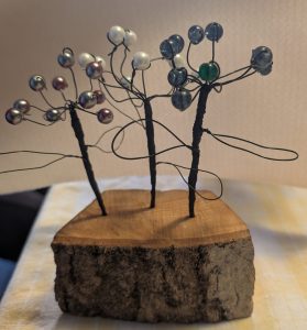 Wire and beaded flowers