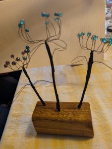 Wire and beaded flowers