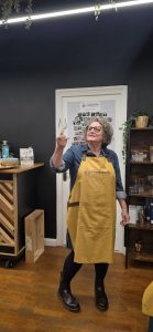 Lady making gin